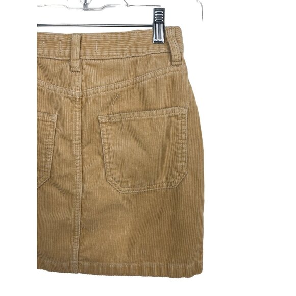 Hollister XS Camel Corduroy High Rise Mini Skirt Zip Front Pockets - Picture 9 of 12
